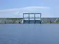 Canal 59 in the foreground and Control Structure S-191, which controls water flow into Lake Okeechobee.