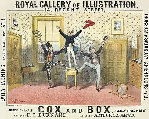 Poster for Burnand and Sullivan's Cox and Box - Royal Gallery of Illustration