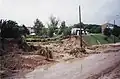 A ruptured flood embankment
