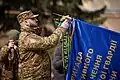 Brigade reciving the For Courage and Bravery ribbon on the 10th anniversary of the National Guard of Ukraine