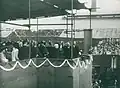 Princess Elizabeth watching the tanker British Princess sliding down the ways at the shipyard of Sir James Laing & Sons Ltd, Deptford, Sunderland, 30 April 1946