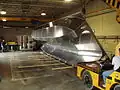 The underside of a pontoon boat during construction