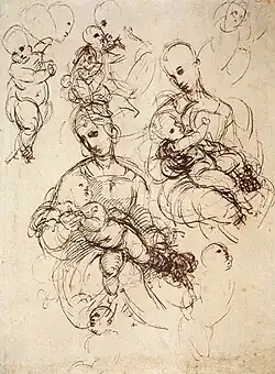 Developing the composition for a Madonna and Child