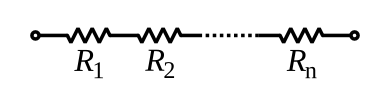 This is a diagram of several resistors, connected end to end, with the same amount of current through each.
