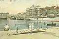 Postcard depicting Szapáry Wharf and the Adria Palace