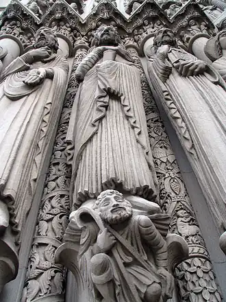 Several sculptures like these adorn the church
