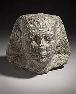 Head of a pharaoh, wearing the nemes