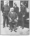 José Santos Zelaya, former president of Nicaragua, in his room in Madrid, with Rubén Darío, Luis Cousin and Miguel del Val.