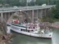SS Ukkopekka goes under the Ukkopekka bridge.