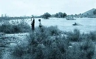 The Santa Cruz during a flood, c.1903.