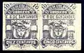 Cliché error pair, right stamp with “Cinco” instead of “Diez" (Santander 1886).