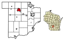 Location of Reedsburg in Sauk County, Wisconsin.