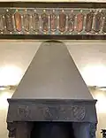 Carved chimney and painted ceiling from Spain in Sala Triaria