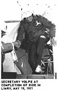 Secretary Volpe exits the LIMRV (1971)