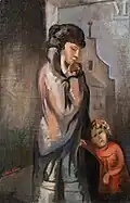 Serge Choubine: Mère et ses enfants (Mother and Her Children), 1927. Oil painting.
