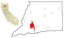 Location of Redding in Shasta County, California