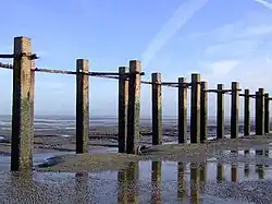 Close up of one of the boom's a pile barrages