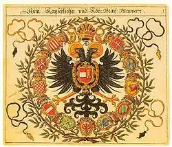 Imperial coat of arms (Römischer Kayserlicher und Königlicher Mayestät Wappen) from Siebmachers Wappenbuch (1605)