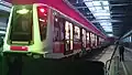 Warsaw Metro train at Kabaty depot.