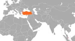 Map indicating locations of Singapore and Turkey