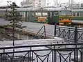 Train under the name Change at the Finlyandsky Rail Terminal, Saint Petersburg, Russia, in 2009