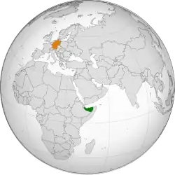 Map indicating locations of Somaliland and Germany