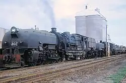 In 1968, Garratts 402 (leading) and 401 ready to depart Jamestown for Peterborough and the New South Wales border