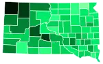 Support for Howie by county: &nbsp;&nbsp;>10% &nbsp;&nbsp;7–8% &nbsp;&nbsp;6–7% &nbsp;&nbsp;5–6% &nbsp;&nbsp;4–5% &nbsp;&nbsp;3–4% &nbsp;&nbsp;2–3% &nbsp;&nbsp;1–2% &nbsp;&nbsp;<1%