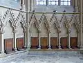 The stalls and canopies of the chapter house