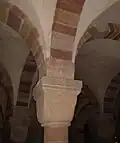 Polychrome arches in the crypt