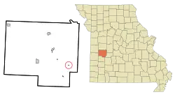 Location of Gerster, Missouri