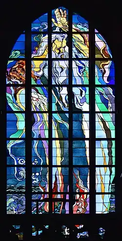 ”God the Father” stained-glass window, designed by Wyspiański