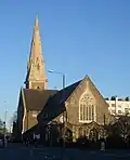 Looking southeastwards from the western end of the church