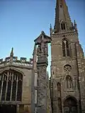 Graveyard cross and tower