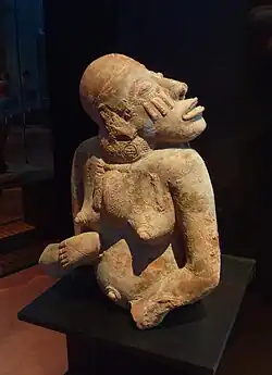 Female figure; 13th-–15th century; terracotta covered with red ochre; height: 37.5&nbsp;cm (14.8&nbsp;in), width: 31&nbsp;cm (12&nbsp;in), depth: 24&nbsp;cm (9.4&nbsp;in); Musée du quai Branly (Paris)