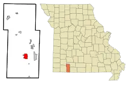 Location within Stone County and Missouri