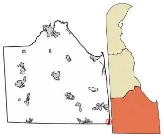 Location of Fenwick Island in Sussex County, Delaware