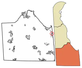 Location of Henlopen Acres in Sussex County, Delaware.