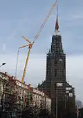 The church in January 2008, during the final stages of tower reconstruction, when the spire was added