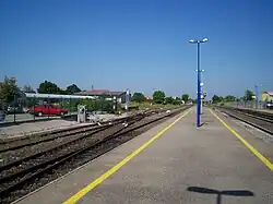The tracks and the platforms at the station.