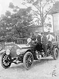 Fire truck #1 outside Adams Street station (1916).