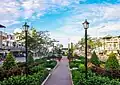Central park in An Phu town, in An Phu district, An Giang, Vietnam.