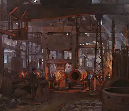 The 'l' Press. Forging the Jacket of an 18-inch Gun- Armstrong-whitworth Works, Openshaw, 1918