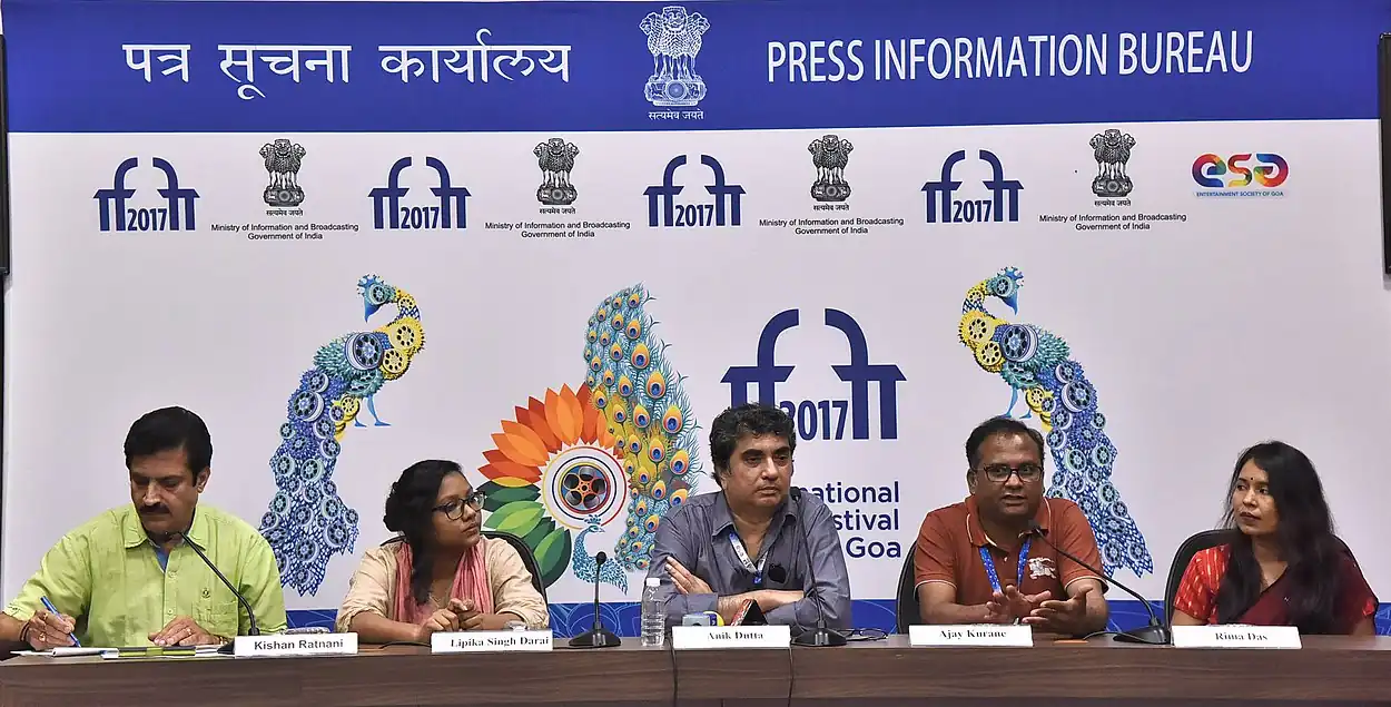 The Director Ajay Kurane of the film BALUTA, Director Lipika Singh Darai of the film THE WATERFALL, Director Rima Das of the Assemese film VILLAGE ROCKSTARS and Director Anik Dutta of the Bengali film MEGHNADBADH RAHASYA.jpg