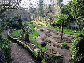 View across garden.