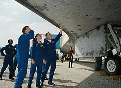 The underside of the shuttle is badly charred