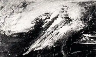 The April 3–4, 1974, "Super Outbreak" is the second-largest outbreak of tornadoes in the U.S. on record, and holds the record for the most F5 tornadoes on a single day. The image seen here is from the ATS-3 satellite on the afternoon of April 3, 1974, as the outbreak was beginning.