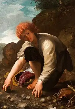 The Young David Gathering Stones for his Slingshot
