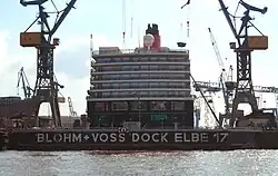 The gate of the dry dock is closed, and maintenance work can begin.