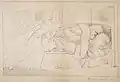 'The Genius Finding him Dead', 1844, drawing, 34 x 48&nbsp;cm, from The Illustrated Life of Richard Robert Jones.